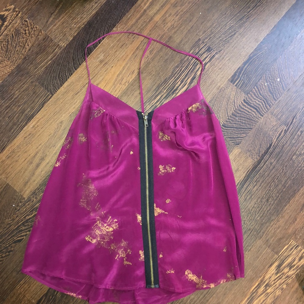Magenta blouse w/ zipper detail - GREAT condition